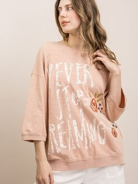 BLUE VELVET NEVER STOP DREAMING EMBROIDERED HI-LO